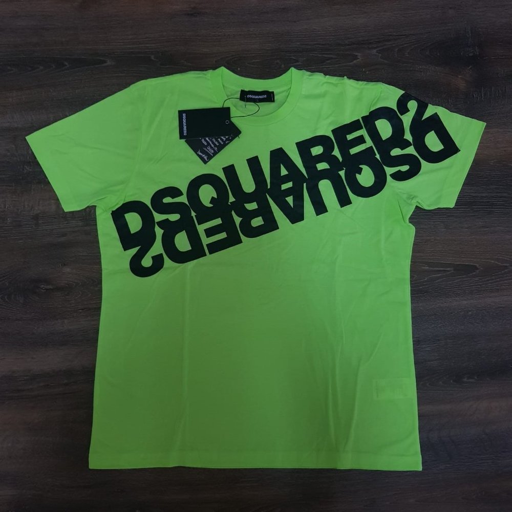 DSQUARED2 Logo Printed Neon Green Casual T-Shirt
